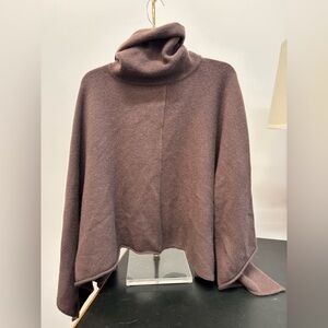 Fabulous Inhabit 100% Cashmere Brown Turtleneck Sweater Poncho